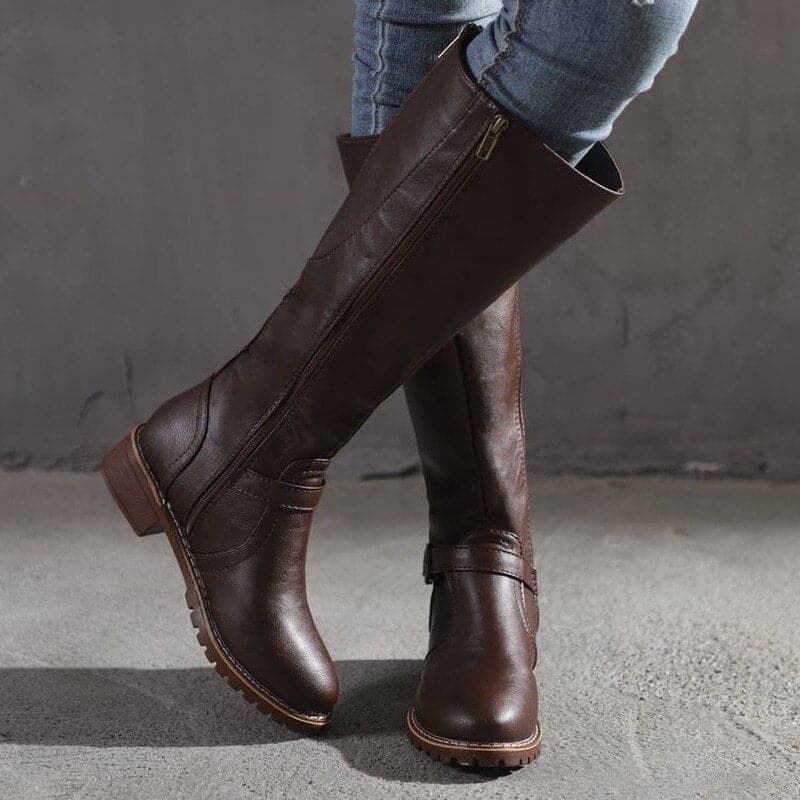 Claire | Classic Buckle Knee-High Boots for Women