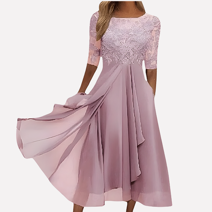 Women's Lace Evening Dress Floral Chiffon