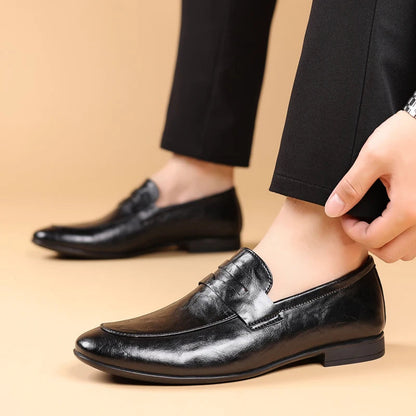 Men's Slip-On Dress Shoes Strap Detail Leather