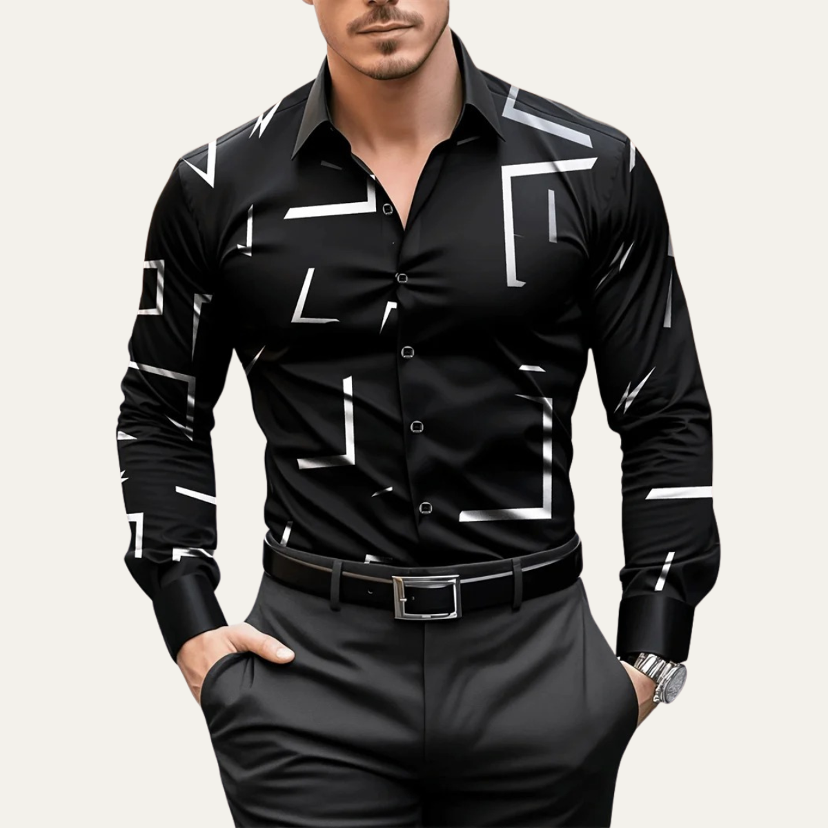 Men's Western Cowboy Print Shirt