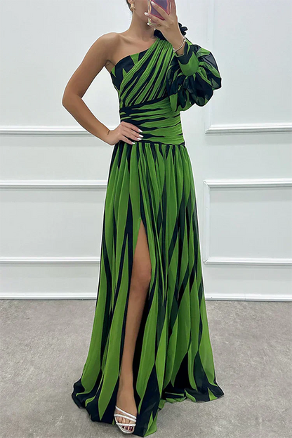 Women's Asymmetrical Maxi Dress Single Sleeve