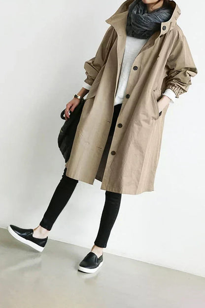 Women's Waterproof Raincoat With Hood Long Warm