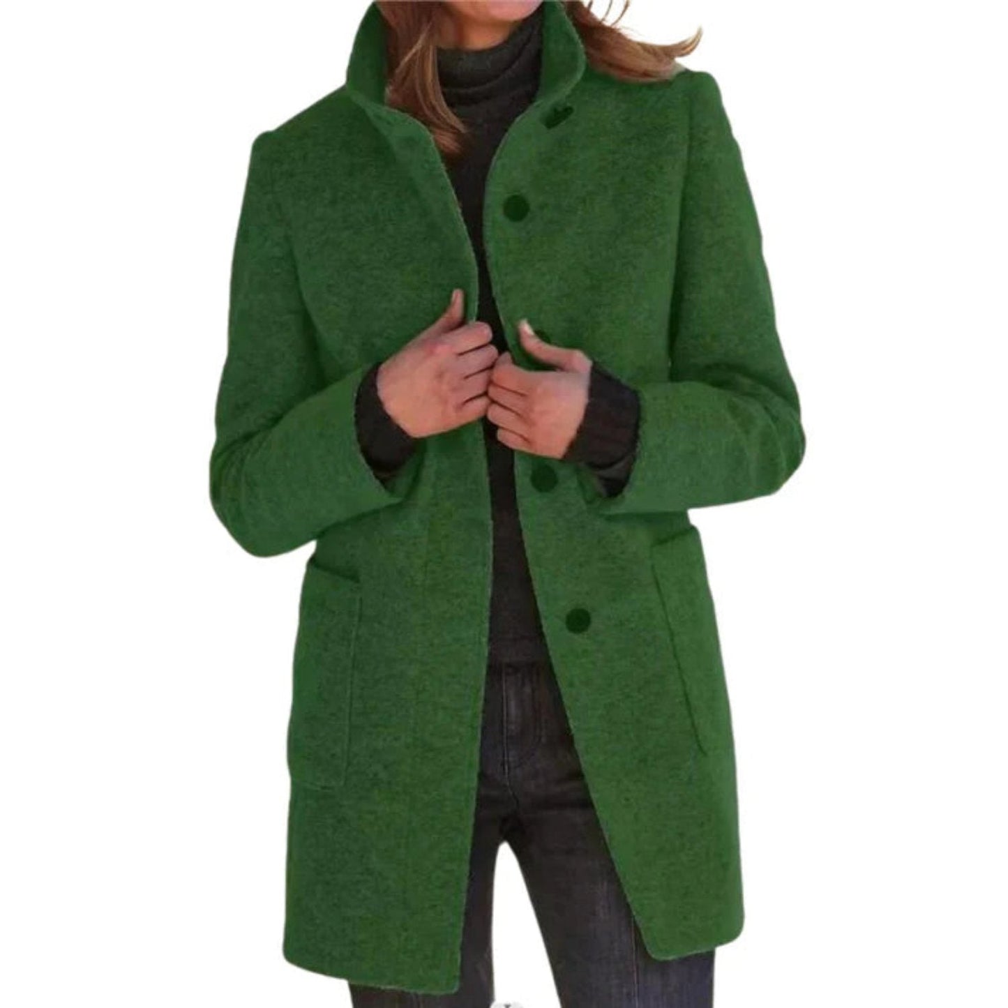 Women's Wool Coat Tailored Single Breasted Black