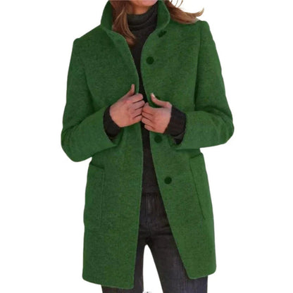 Women's Wool Coat Tailored Single Breasted Black