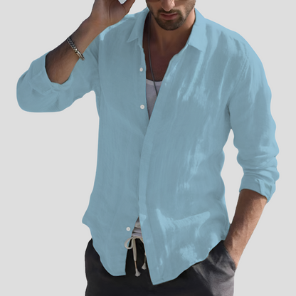 Linen Shirt Turn-Down Collar Natural
