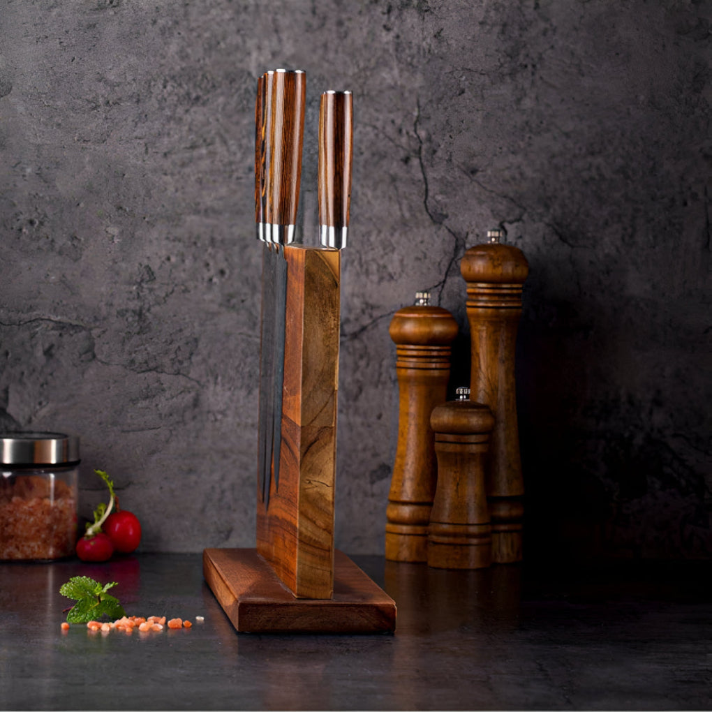 Magnetic Wood Knife Block