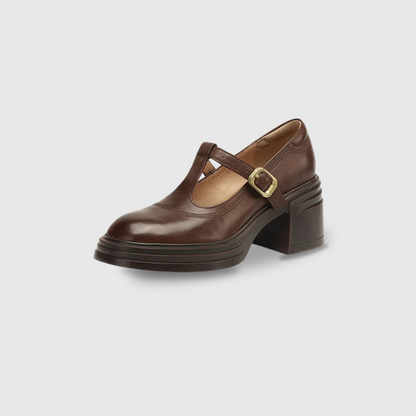 Women's Block Heel Mary Jane Pumps Round Toe Strap