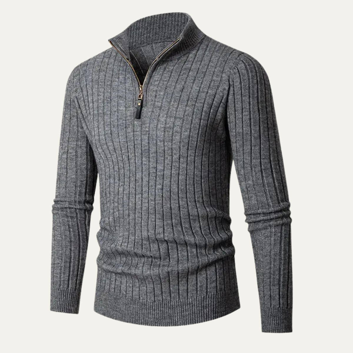 Men's Knitted Ribbed Sweater Half Zip Navy