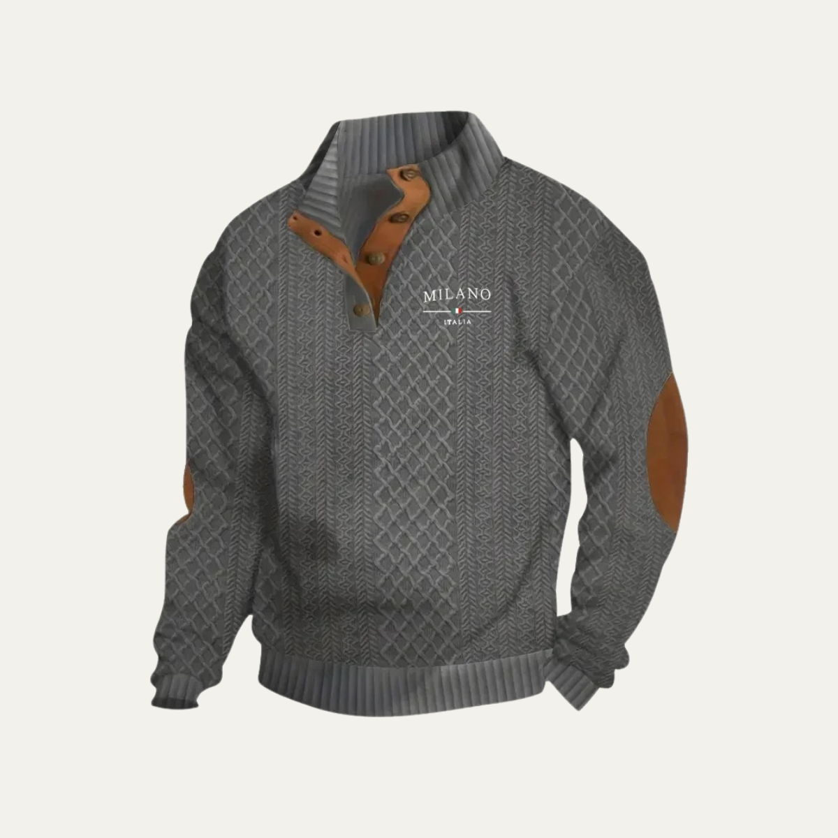 Men's Knit Quarter Zip Sweater Elbow Patches