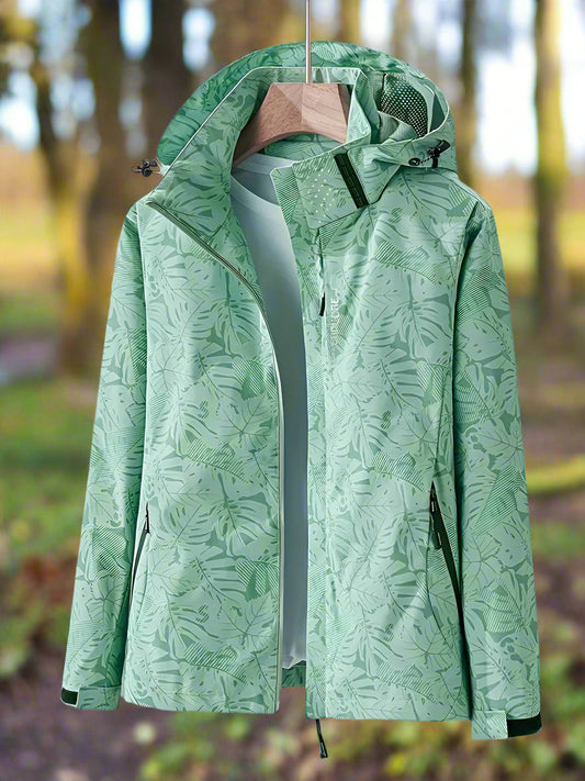 Women's Printed Zip Front Jacket - Fashinoza