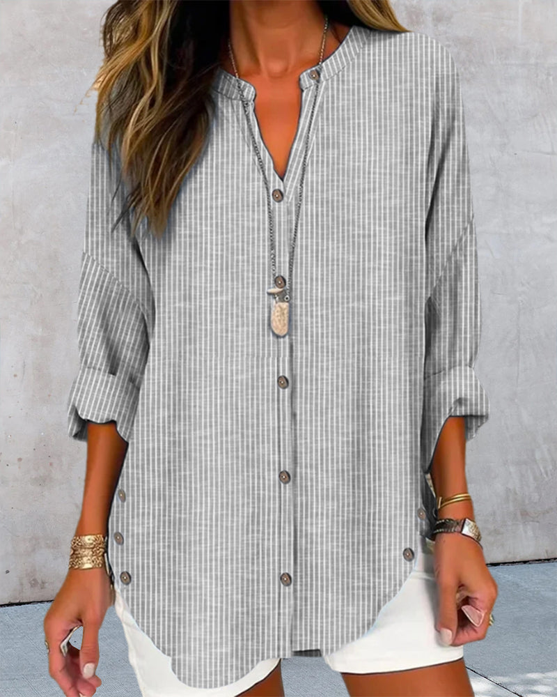Ivy | Women Spring Striped Button Front Blouse Top