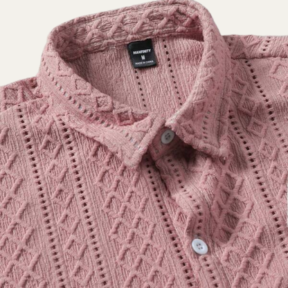 Men's Textured Button Up Shirt Casual Cotton