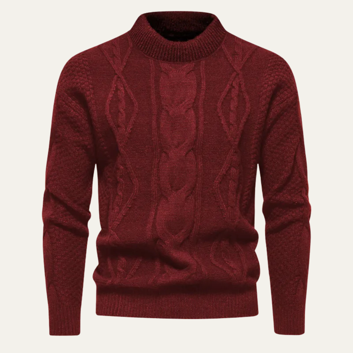 Men's Cable Knit Sweater Round Neck Winter - Fashinoza