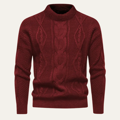 Men's Cable Knit Sweater Round Neck Winter - Fashinoza