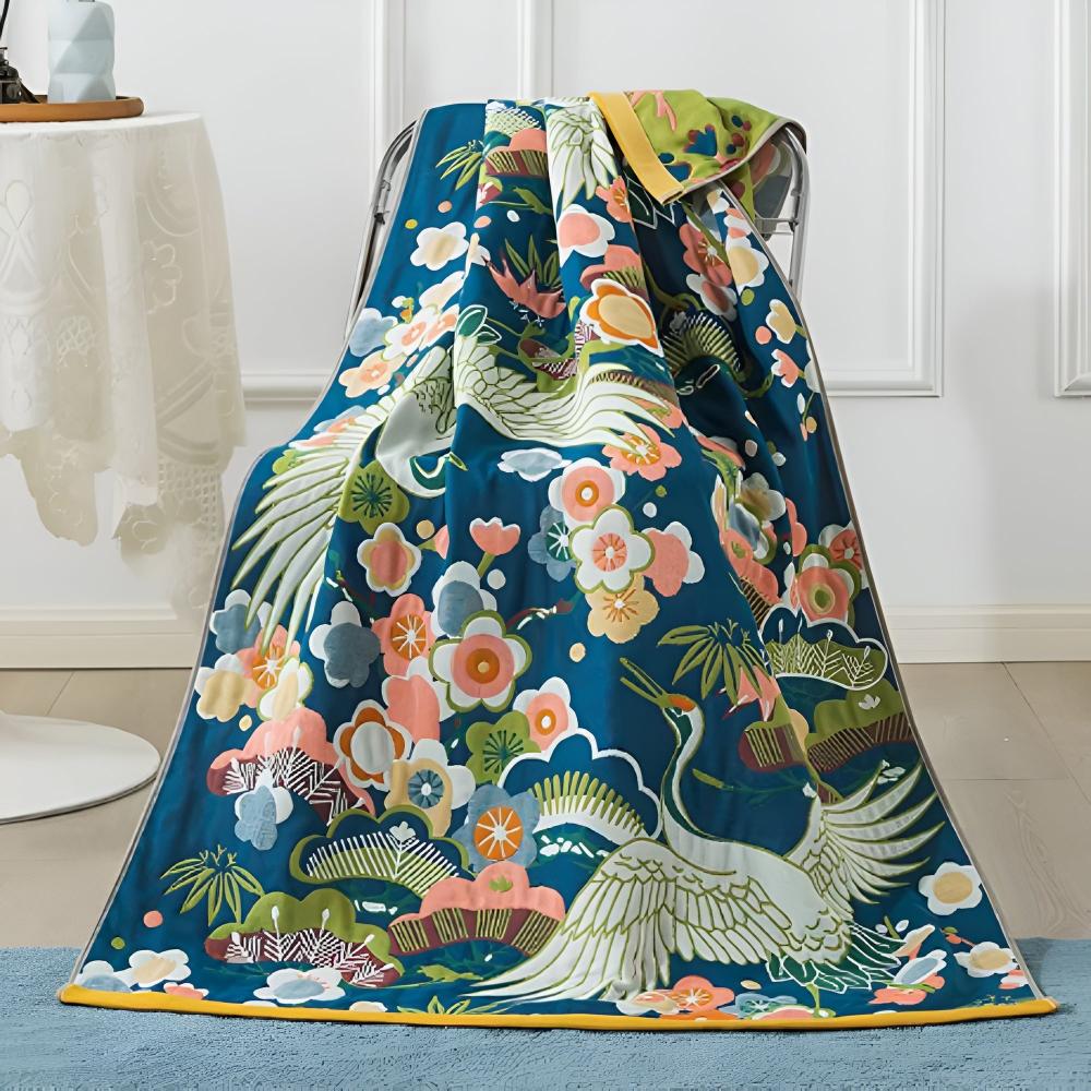 Lush Flower Bath Towel Soft Elegant Design - Fashinoza