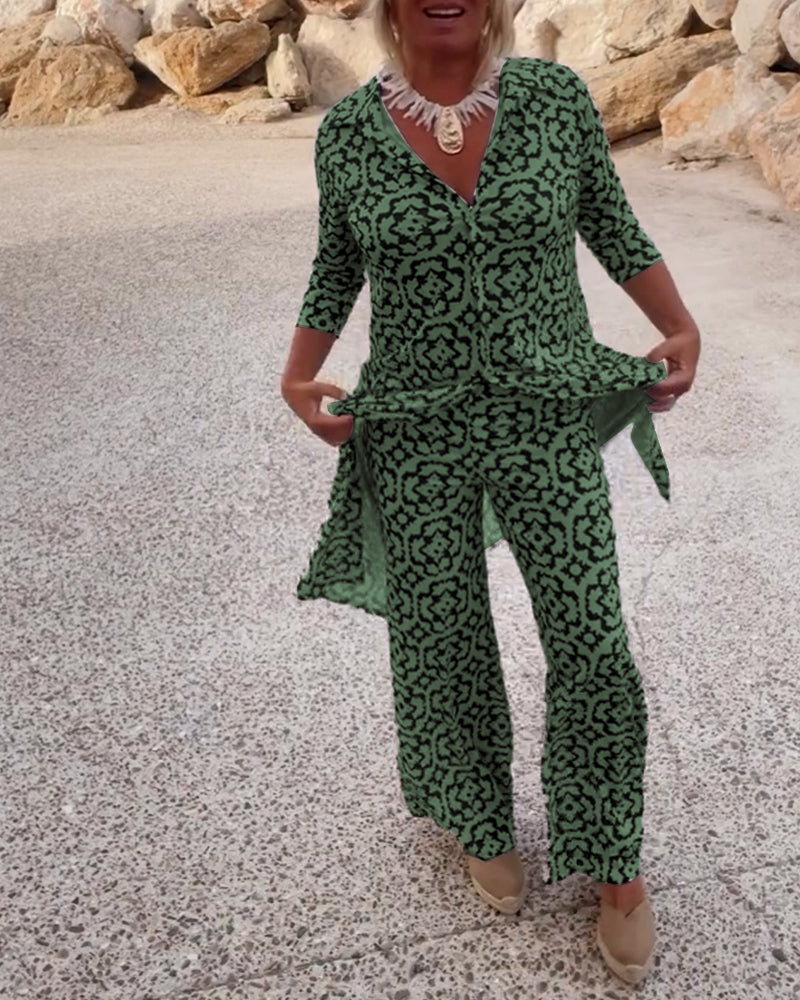 Women's Printed Two Piece Set Everyday Wear