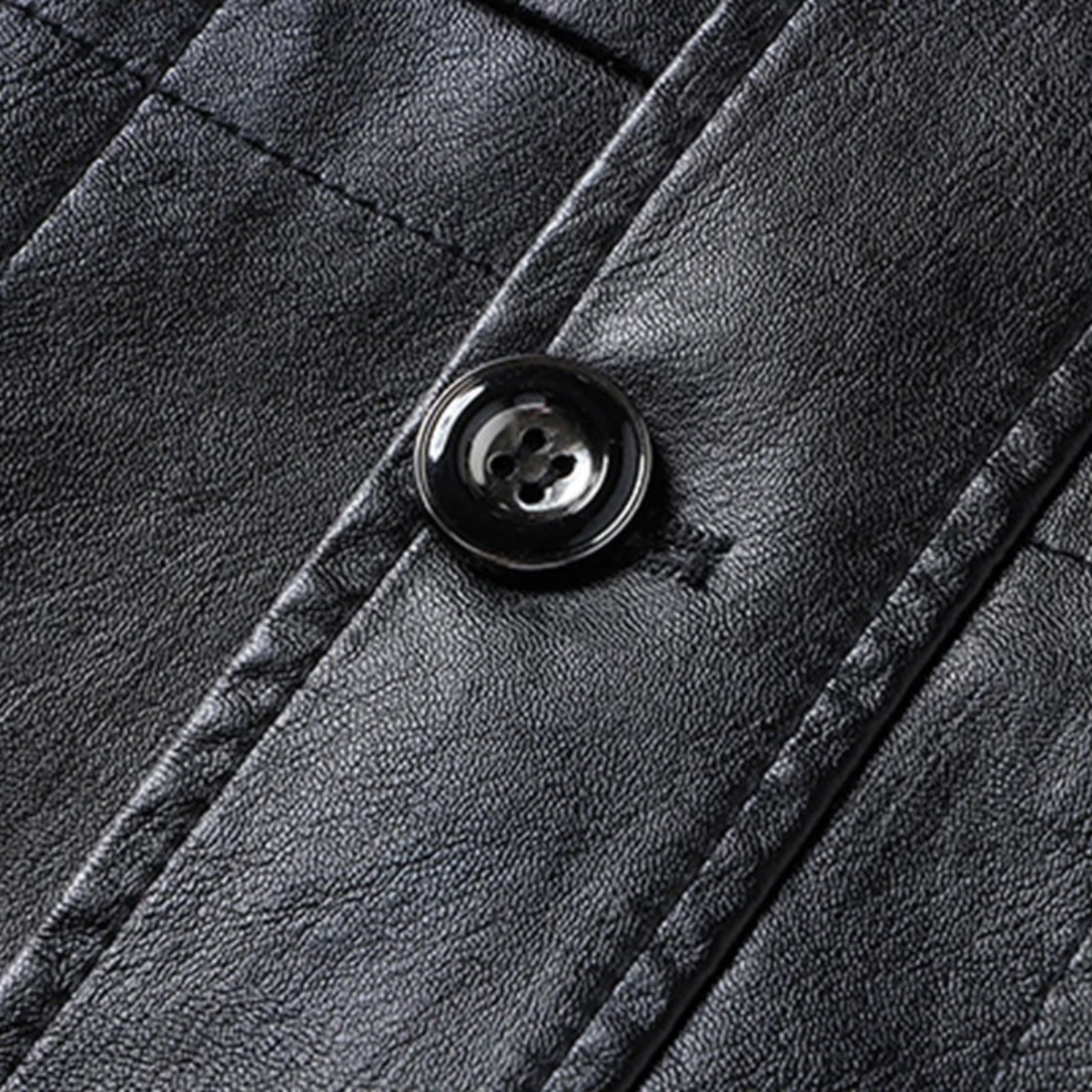 Men's Leather Button Up Winter Jacket