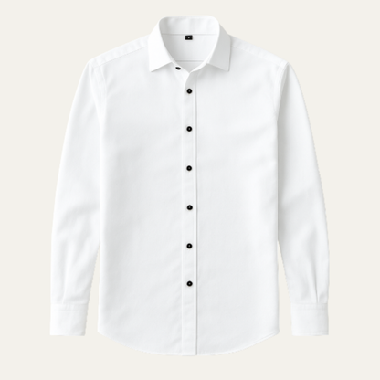 Men's Linen Tailored Shirt Contrast Buttons - Fashinoza