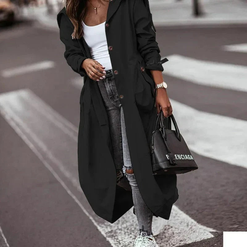 Women's Hooded Trench Coat - Fashinoza