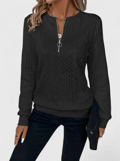 Women's Cable Knit Sweater Front Zip