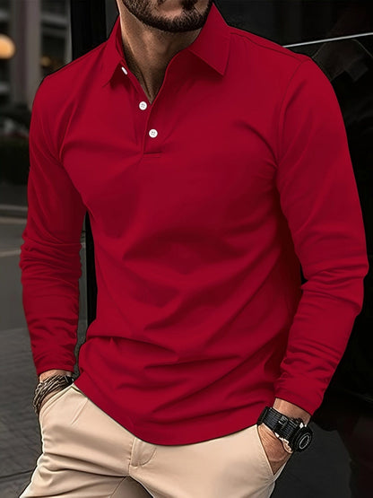 Men's Long Sleeve Polo Shirt Cotton