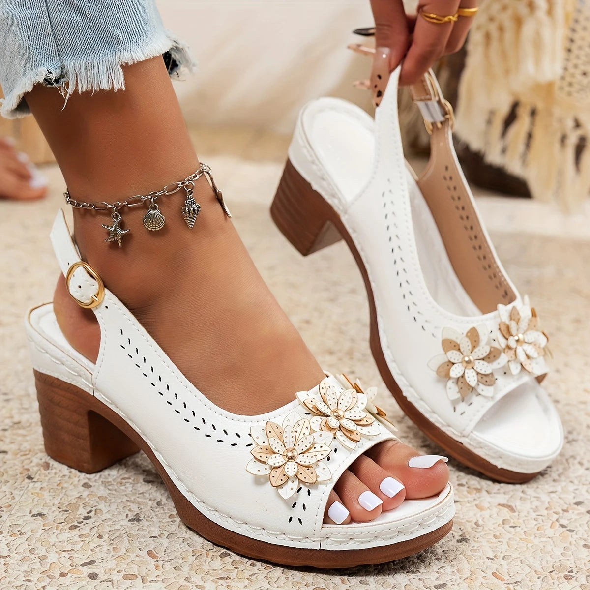 Women's Adjustable Ankle Strap Sandals Rosewood - Fashinoza