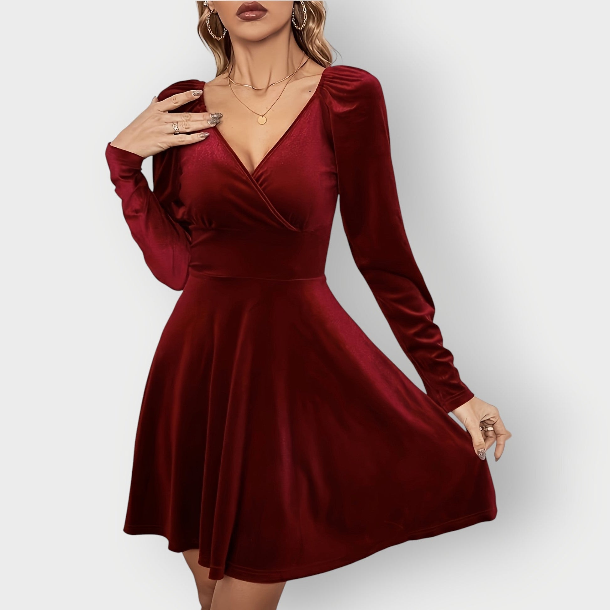 Women's Velvet Skater Dress - Fashinoza