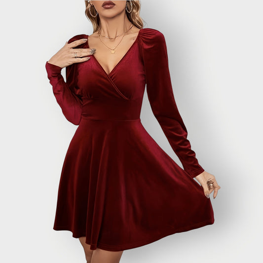 Women's Velvet Skater Dress - Fashinoza