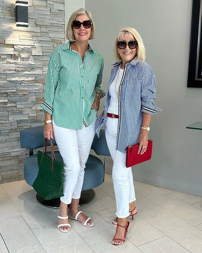 Hailey | Women Spring Relaxed Striped Button Down Shirt