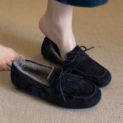 Women's Fringe Loafers Warm Lined Comfortable Classic