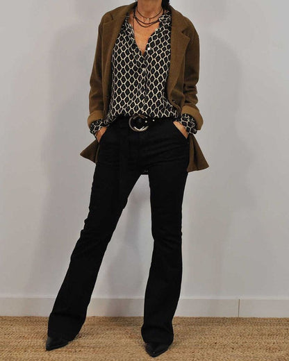 Women's V-Neck Cotton Blouse