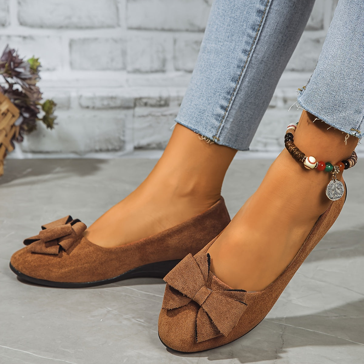 Women's Round Toe Ballet Flats Slip-On Shoes