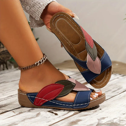 Women's Colorblock Wedge Sandals Open Toe