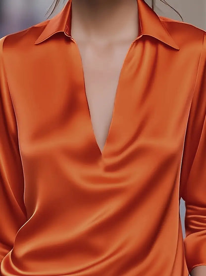 Women's Collared V-Neck Blouse
