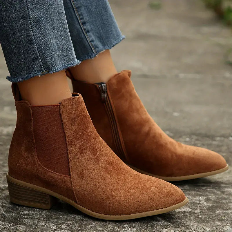 Women's Low Heel Pointed Ankle Boots
