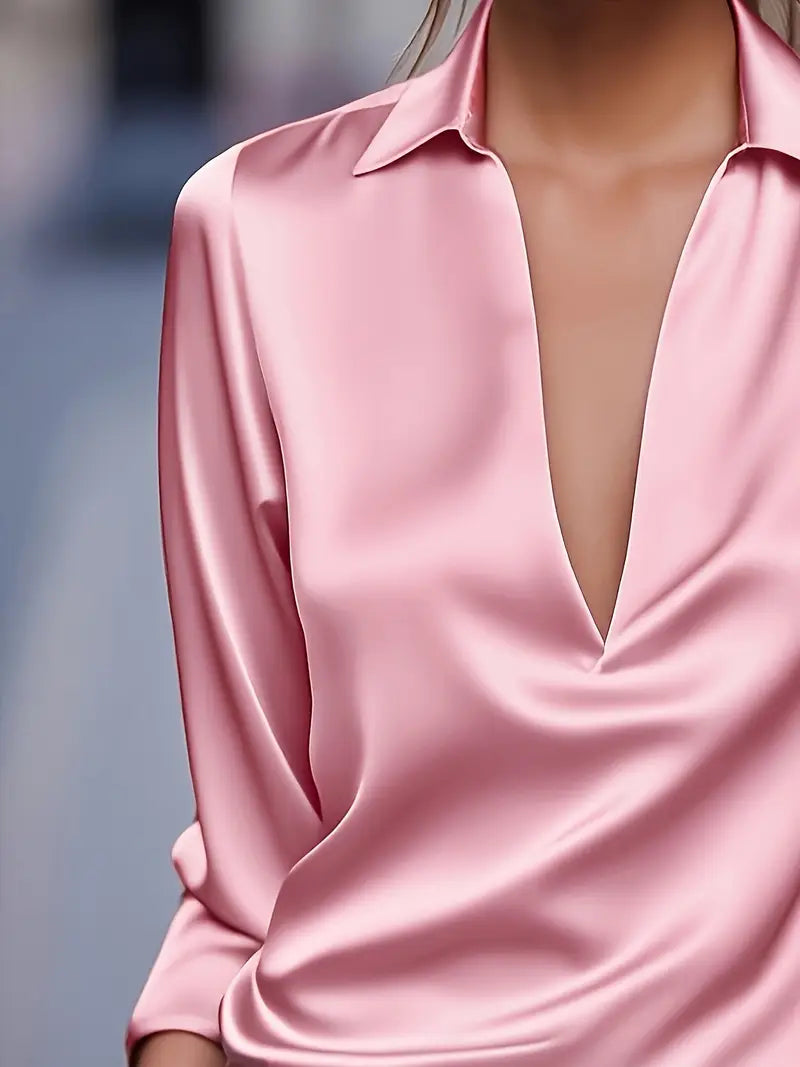 Women's Collared V-Neck Blouse