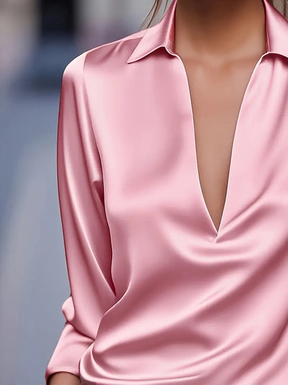 Women's Collared V-Neck Blouse