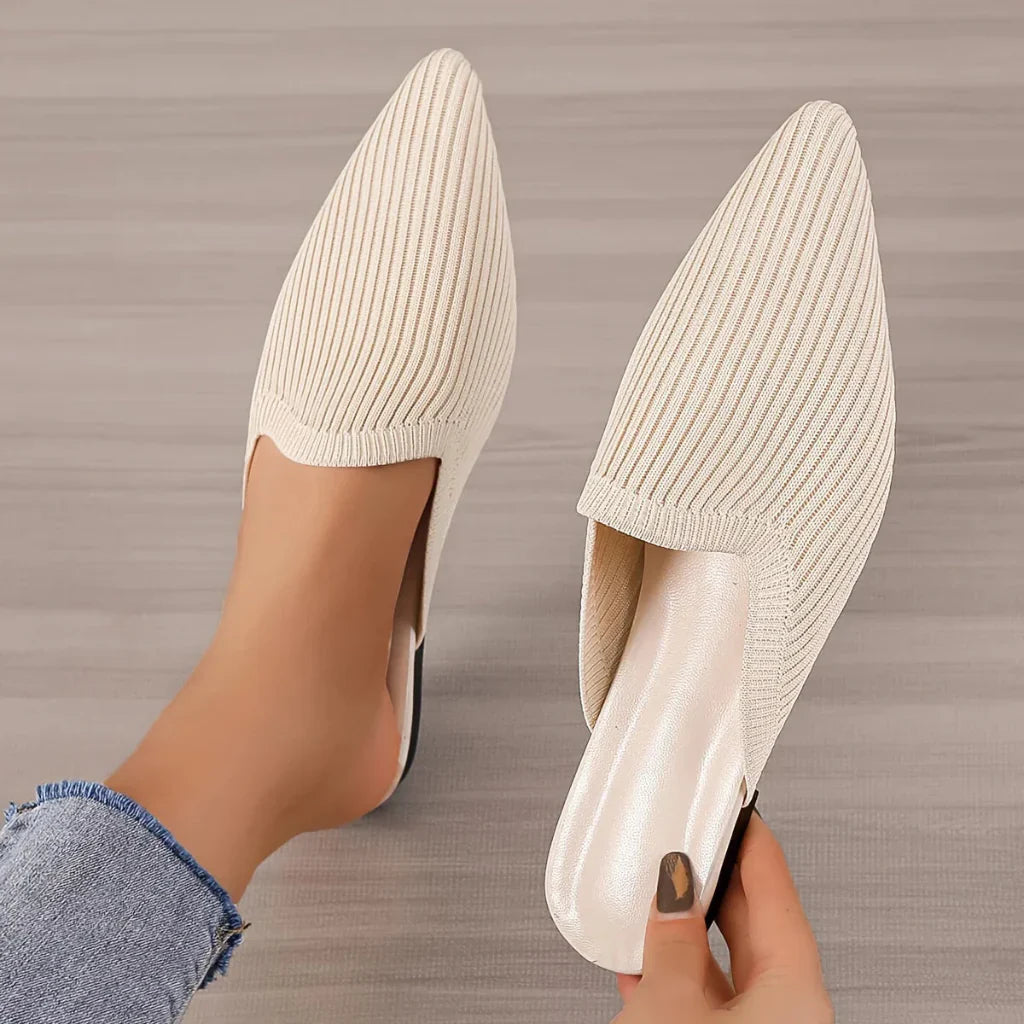 Women's Knitted Flat Mules - Fashinoza