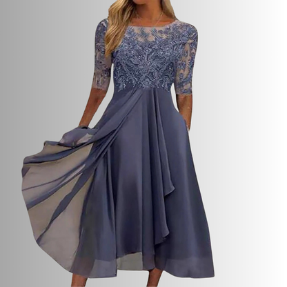 Women's Sheer Midi Dress Half Sleeve