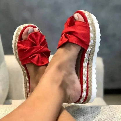 Samantha | Women Spring Bow Platform Slide Sandals