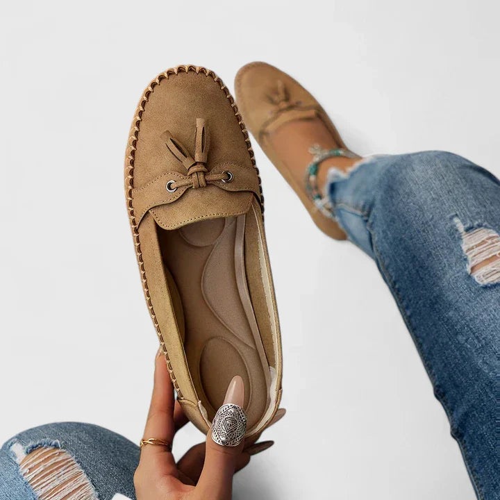 Women's Suede Slip-On Loafers Flat Shoes Brown