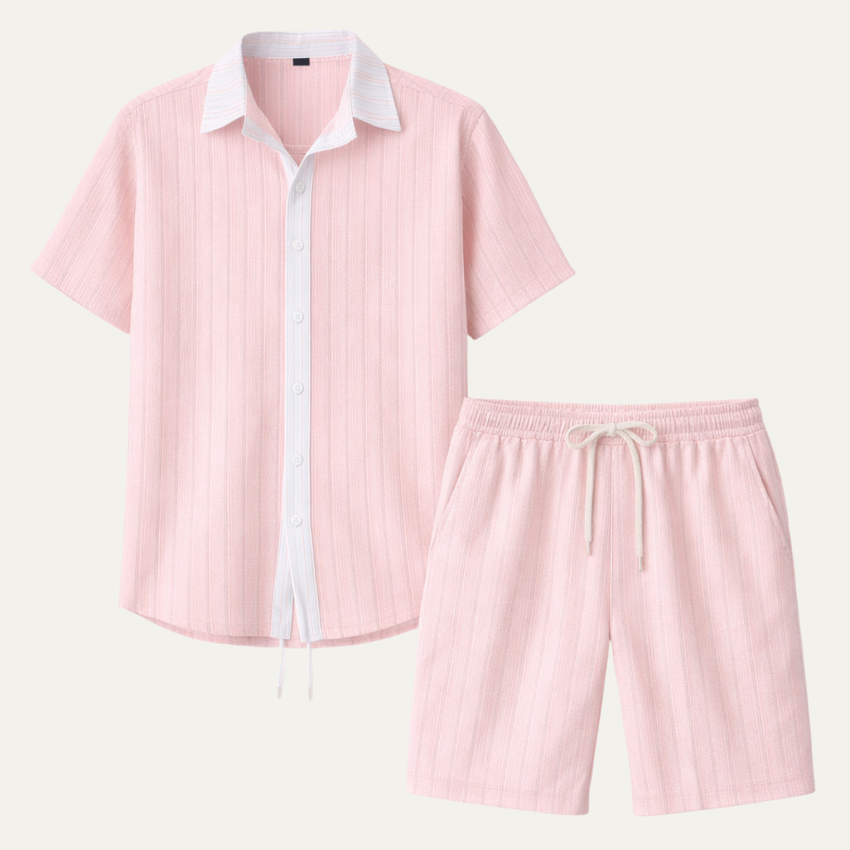 Men's Short Sleeve Shirt And Shorts Set Breathable - Fashinoza