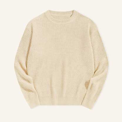 Men's Textured Knit Crew Neck Sweater - Fashinoza