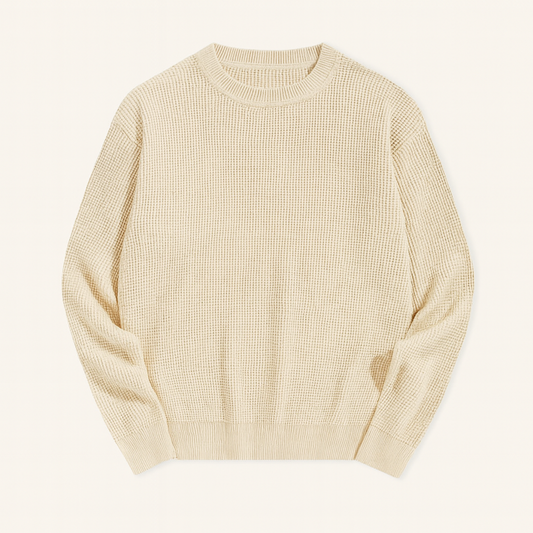 Men's Textured Knit Crew Neck Sweater - Fashinoza