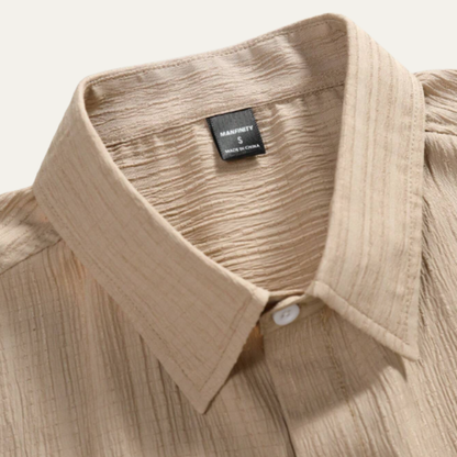 Men's Casual Button Up Shirt And Drawstring Shorts Set