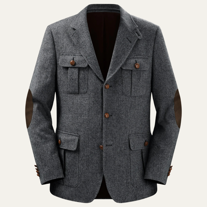 Men's Tweed Blazer Jacket Elbow Patches - Fashinoza