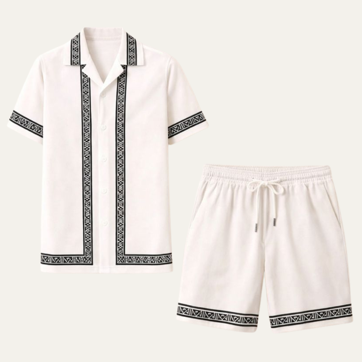 Men's Print Shirt And Shorts Set - Fashinoza