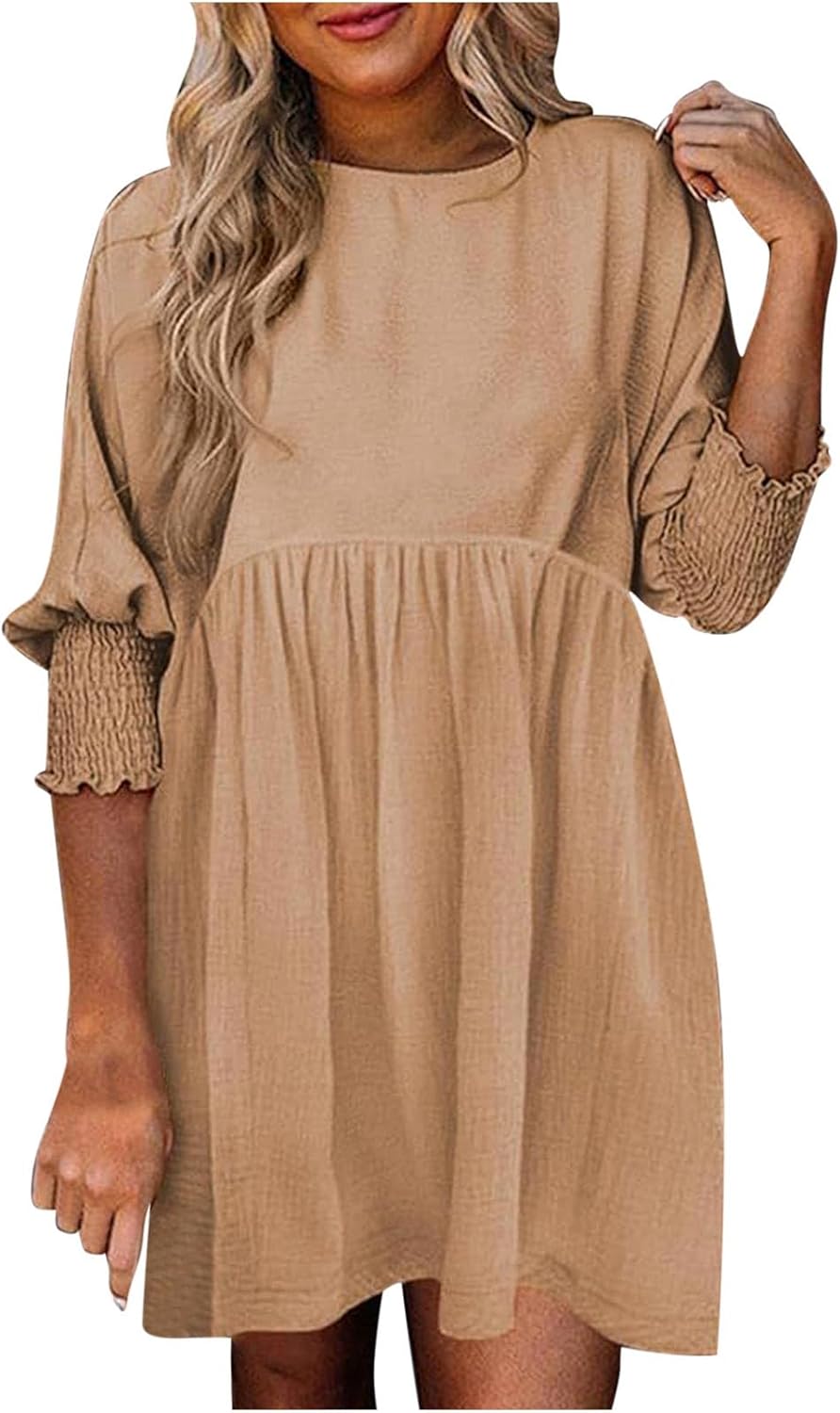 Women's Summer Dress Loose Fit Round Neckline - Fashinoza