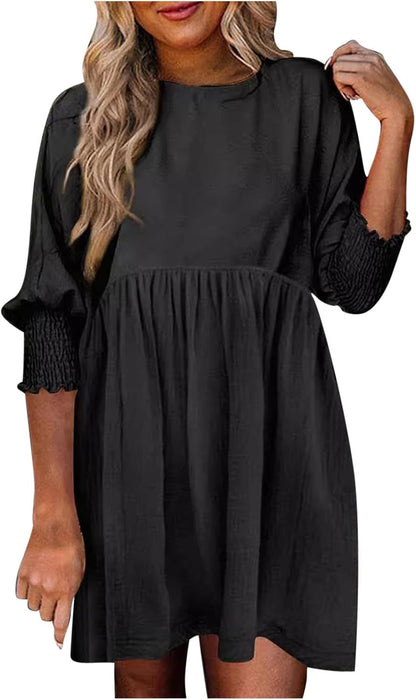 Women's Summer Dress Loose Fit Round Neckline