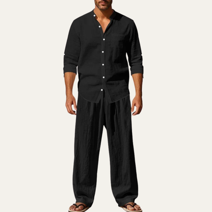 Mens Linen Two Piece Set Shirt And Pants